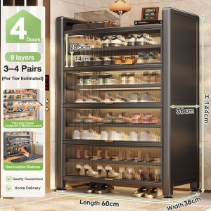 FurFi Shoe Cabinet | Iron Shoe Rack with Adjustable Shelves + Large Capacity | Clear Door Sturdy & Rust-Resistant Heavy-Duty Load Holds 30 Pairs