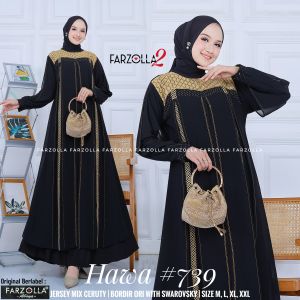 Grosiran New Model Gamis Abaya Wanita Jersey Mix Ceruti Aplikasi Mote dan Bordir Hawa 739