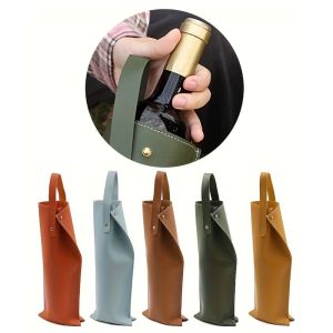 INVADER Reusable Wine Packaging Bag Faux Leather Protective Design Wine Bottle Bag Luxury with Handle Beer Gift Bag Party Use