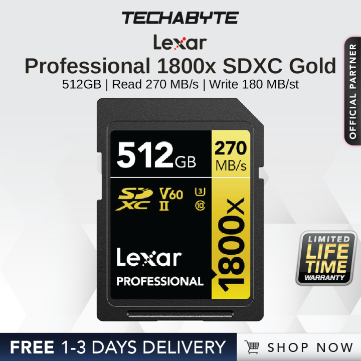 [FAST SHIP] Lexar Professional 1800x SDXC UHSII U3 Gold Series Memory Card (64GB / 128GB