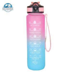 【New Arrival】Portable Outdoor Sport Water Bottle Cup Frosted Gradient Motivational Drinking Bottle with Straw Large Capacity Drinkware for Outdoor School Office