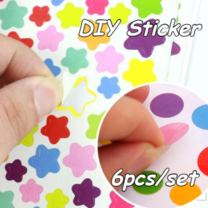 6Pcs Multicolor Love Sticker Photo Album DIY Rainbow Bright Five-pointed Star Sticker Decoration