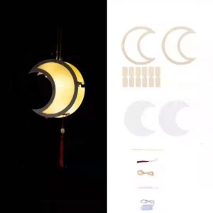 GUAIP Wooden Mid-Autumn Festival Lantern Creative LED Light Handmade Hanging Lamp Creative Glowing Art Lantern Festival
