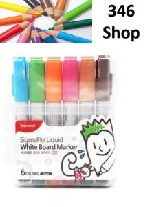 ปากกาไวท์บอร์ด ปากกาเคมีลบได้ ปากกาเมจิกลบได้ erasable pen erasable marker โมนามิ ชุด 6 สี MONAMI Sigma Flo Liquid WHITE BOARD MARKER