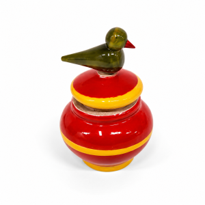Wooden Kumkum Holder with Bird Lid 3.5 Inch | Traditional Sindoor Box for Pooja Haldi Kumkum Ceremony Return Gifts & Home Temple Decor (Pack of 1)