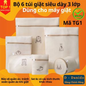 SET 6 túi giặt siêu dày 3 lớp cao cấp - Combo 6 túi lưới bảo vệ quần áo dùng cho máy giặt 3 lớp siêu bền tiện dụng chính hãng D Danido