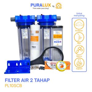 Filter Air Keruh / Filter Air Sumur / PDAM / Paket Housing Filter 10" 2 Tahap Lengkap Siap Pakai SC (Sedimen Cto) PURALUX BY KINNOYAMA
