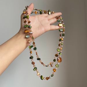 JUSTODO Đầy màu sắc Dây chuyền cổ Bohemian Vỏ hạt Dây chuyền dài Sang trọng nhẹ nhàng Có thể xếp chồng lên nhau Dây chuyền hai lớp Phụ nữ Cô gái