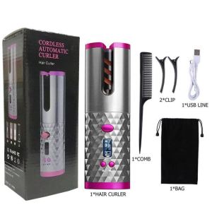 (1-3 Days Delivered)Cordless Fully Automatic Hair Curler Wireless Portable USB home Ceramic Styling Hair Tools Curling Iron LCD display 5000mah卷发机器