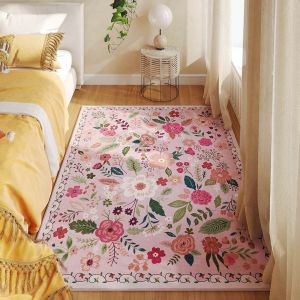 PLLEWY Non-slip Flower Carpet 40x60cm Absorbent Bathroom Floor Mat Durable Soft Floor Mat for Living Room Tea Table Bedside