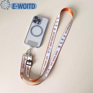 E-WOITD สายคล้องโทรศัพท์แบบยาวสายคล้องคอปรับได้สายคล้องคอสายคล้องคอป้องกันการสูญหายพร้อมคลิปปะเก็นสำหรับ iPhone Xiaomi