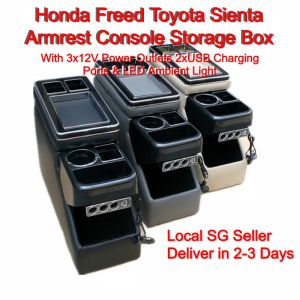 Honda Freed Armrest Console Central Storage Box With 12V Power Outlets USB Ports and LED Ambient Light