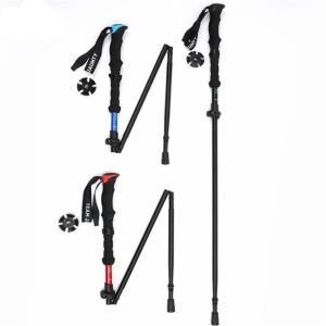 SERAPHYXO Aluminum Outdoor Trekking Poles Quick Adjustable Locks EVA Cross Country Cane Ultralight 4 Section Walking Sticks Hiking Equipment