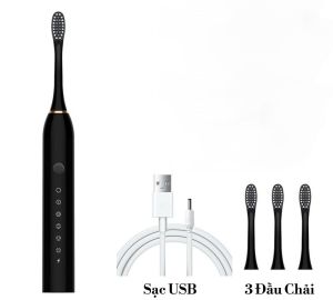 Bàn Chải Đánh Răng Điện Lông Mềm Có 6 Chế Độ Rung Pin Tích Điện
