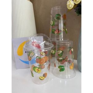 gelas plastik gelas oz gelas motif buah ukuran 14 dan 16 oz merek starindo 1 dus isi 1000 gelas tidak termasuk tutup