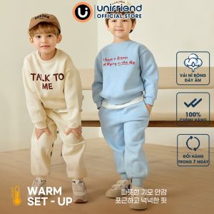 Bộ dài tay nỉ bông dày ấm mùa đông cho bé trai và bé gái Unifriend Hàn Quốc U129x Size 13-50kg