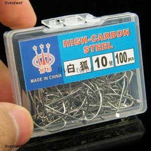 [COD] livestwef 100pcs Boxed White Fox Hooks Barbed High Carbon Steel For Pelteobagrus Fulvidraco And Snapper Fishing