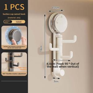 Viocky 360° Rotating Vacuum Suction Cup Hook No Drill Punch-Free Wall Hook for Dormitory Bedroom Kitchen & Bathroom