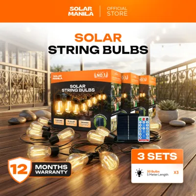 SOLAR MANILA Solar String Bulb Lights | 30 Warm White LEDs 10M Waterproof Outdoor Garden with Remote[Fast Shipping]
