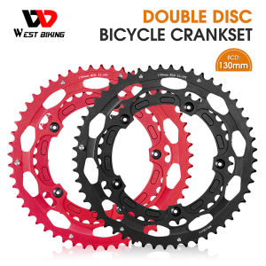 WEST BIKING Bicycle Crankset 130BCD CNC Alloy Double Chainring Road Folding Bike Chain Wheel 53-39T Crank Tooth Bicycle Accessories 8/9/10/11s Cycling Crankset