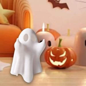 ZHUJI เรซิน ไฟหุ่นผีฮาโลวีน น่ารักน่ารักๆ การ์ตูนลายการ์ตูน โคมไฟบรรยากาศ เครื่องประดับเดสก์ท็อป ตลกๆ โคมไฟประติมากรรมผี บ้านในบ้าน