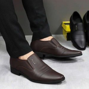 Giày tây nam da trơn mềm mũi nhọn thanh lịch đế khâu sẵn size 39 đến size 44