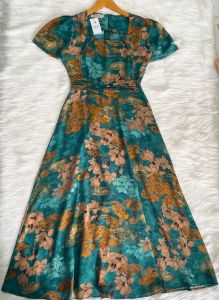 Đầm maxi form dài cổ xếp cách điệu xếp ly eo Misa - MS0309 (Hình thật shop chụp)