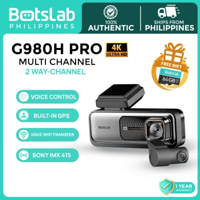 Botslab G980H Pro Dash Cam | 64GB Memory | 4K Video Resolution | 2 Way-Channel | Built-In GPS | ADAS