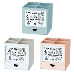 Khay đựng bút để bàn Với Ngăn Kéo 2025 lịch tháng Bút Quay Chủ dung tích lớn Tiết Kiệm Không Gian Bút Máy Tính Để Bàn Tổ Chức