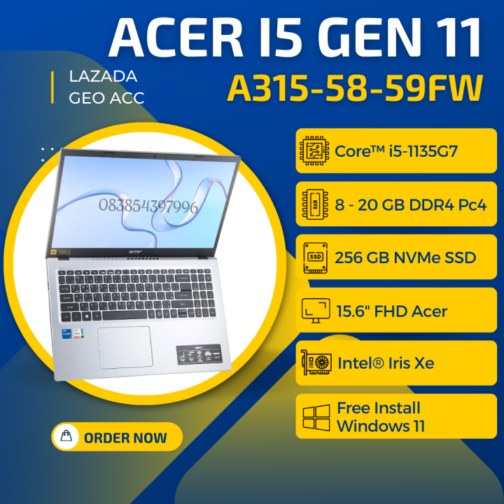 LAPTOP ACER CORE I5 GEN 11 ACER ASPIRE 3 A3155859FW 20 GB RAM