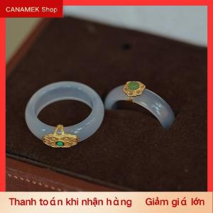 CS Trung Quốc retro giả ngọc Nhẫn thời trang tinh tế đá đồ trang sức tối giản Hanfu phù hợp với tay đồ trang trí