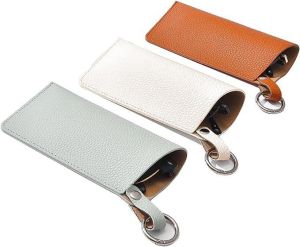 Keychain Case Leather Eyeglasses Organizer/Convenient Key Ring Storage Bag For Glasses/Women Men/Portable Eyewear Holder/Easy Access