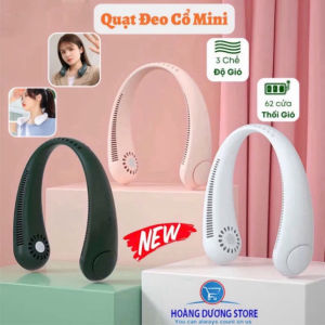 Quạt mini đeo cổ không cánh làm mát thông minh 360 độ quạt treo cổ tích điện 3 chế độ pin 2400mAh sạc USB