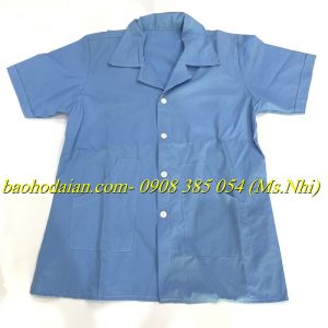 Áo tạp vụ ngắn tay dành cho nữ lao công chất liệu vải lon Nhật- Hình thật