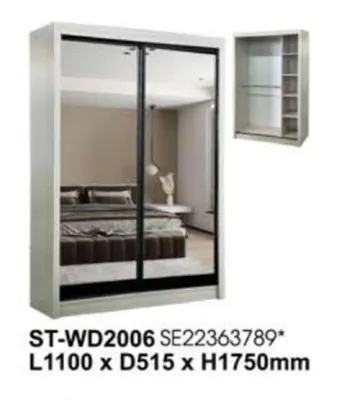 Almari Baju 4x6ft Wardrobe 2 Doors Sliding Wardrobe 2006