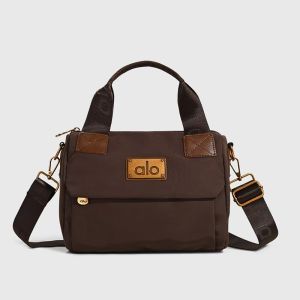 ALO Women Patchwork Top‑handle Handbag Metal Plate Decor Removable Wide Crossbody Strap Light Nylon Casual Daily Sling Bag For Ladies