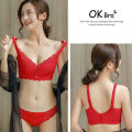 OK Bra 32-40ABC Cup Plus Size Women Sexy Lace Pattern Push Up Bras High Quality Massage Cups No Steel Rings Comfortable Breathable Gathering Underwear. 