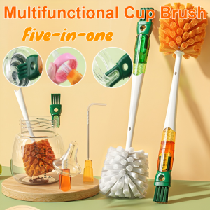5-In-1 Long-Handled Cup Brush Bottle Cleanser Milk Bottle Mouth Cleaning Brush Bottle Gap Cleaner Tool