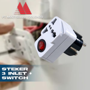 Stop Kontak Kepala Steker Kaki 3 Inlet 2 input Travel Plug Adaptor USB A