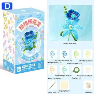 DIY Pipe Cleaner Flower Bouquet Kit Tulip Sunflower Rose Full Craft Set Handmade Home Decoration Birthday Gift