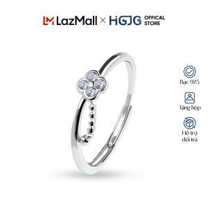 Nhẫn Bạc 925 Nữ HGJG Họa Tiết Cỏ Bốn Lá May Mắn Tinh Tế Đeo Hằng Ngày Đi Tiệc An Toàn Da Tay