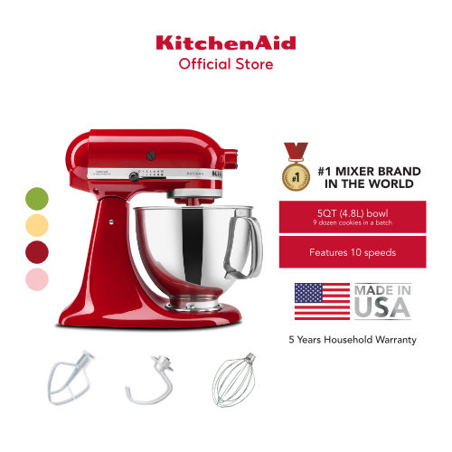 KitchenAid 5Qt Artisan Mixer 220V with Coated Flat Beater, Coated Dough
