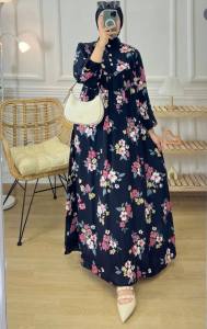 K-FASHION Gamis Arista Bahan Rayon Diamond Adem Tebal Busui Kancing depan Ukuran XL LD110cm