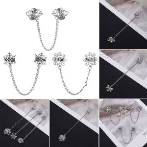 DAWEIF Đàn ông Quà tặng Hợp Sơ mi Hoa Vintage Kẹp áo len Ghim cài áo Khóa chống nhẹ Dây chuyền cổ áo