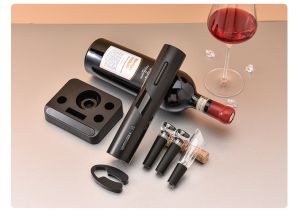 【SG Seller】Truslink Wine Opener Gift Set Bar Kit with Electric Battery-Operated Bottle Opener Wine Decanter Wine Stoppers Foil Cutter and Stand Automatic Electric Bottle Opener for Wine Lover 6-in-1 Gift Set