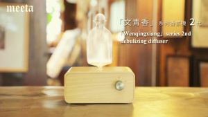 Rechargeable Essential Oil Diffuser Waterless Nebulizing Diffuser Electric Smell for Home Office Wood and Glass Aroma Diffuser