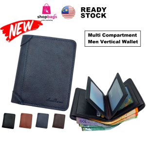 KASHVAU Mens Vertical PU Leather Wallet Large Capacity Multi Card Holder Cash Pocket Wallet D2425-2