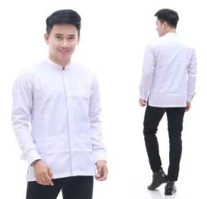 Baju koko pria putih polos katun halus