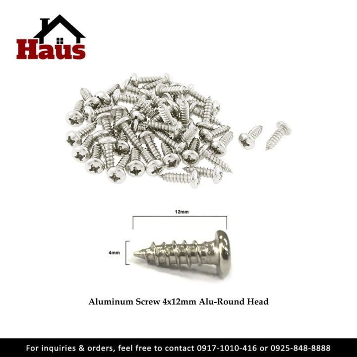 Aluminum Screw 4x12mm AluRound Head, Self Tapping Lazada PH