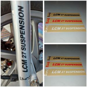 Stiker LCM Suspension Shock Depan Cutting Shok Tabung Variasi Aksesoris Motor Decals Emblems